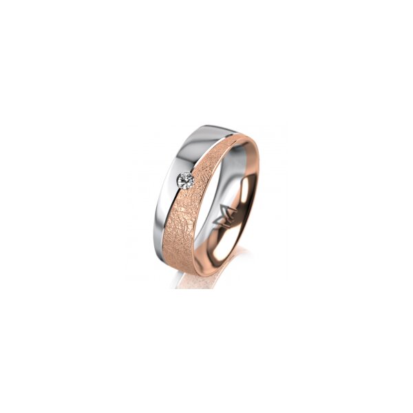 Ring 14 Karat Rot-/Weissgold 6.0 mm kreismatt 1 Brillant G vs 0,050ct