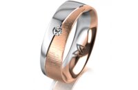 Ring 14 Karat Rot-/Weissgold 6.0 mm sandmatt 1 Brillant G...