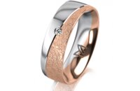 Ring 18 Karat Rot-/Weissgold 6.0 mm kreismatt 1 Brillant...
