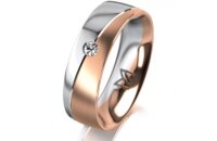 Ring 18 Karat Rot-/Weissgold 6.0 mm l&auml;ngsmatt 1...