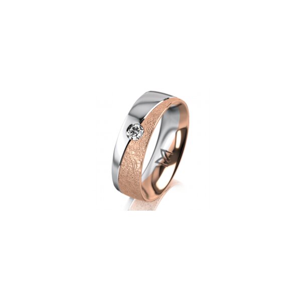 Ring 18 Karat Rot-/Weissgold 6.0 mm kreismatt 1 Brillant G vs 0,090ct