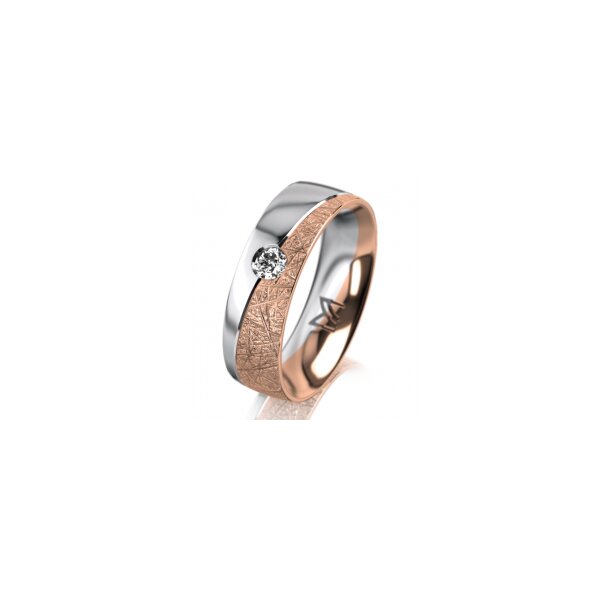 Ring 18 Karat Rot-/Weissgold 6.0 mm kristallmatt 1 Brillant G vs 0,090ct