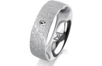 Ring 14 Karat Weissgold 6.0 mm kreismatt 1 Brillant G vs...