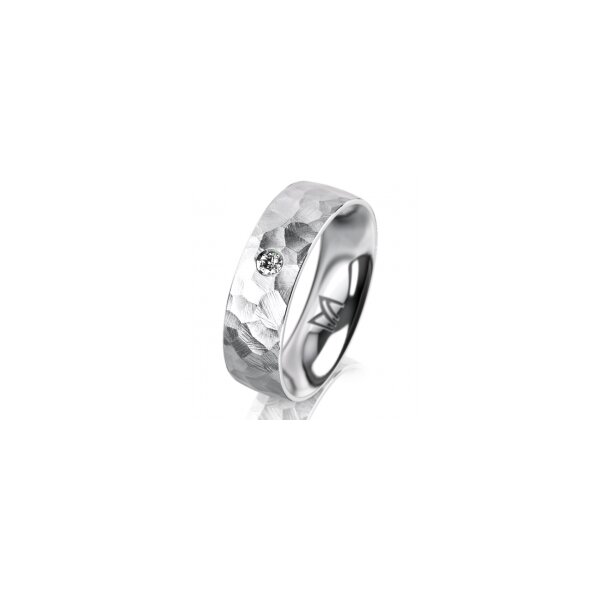 Ring 14 Karat Weissgold 6.0 mm diamantmatt 1 Brillant G vs 0,050ct