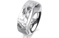 Ring 14 Karat Weissgold 6.0 mm diamantmatt 1 Brillant G...