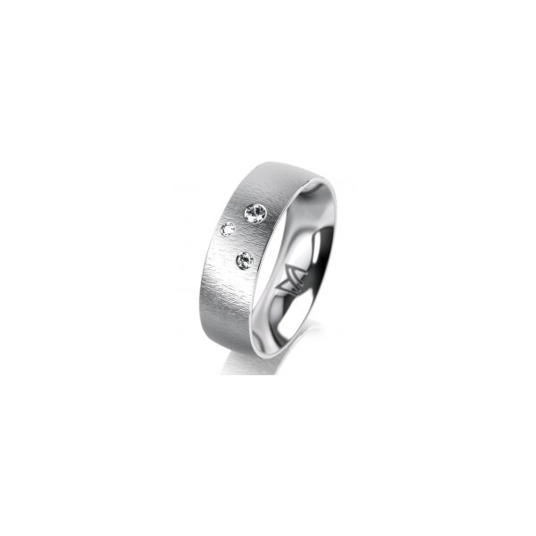 Ring 14 Karat Weissgold 6.0 mm sandmatt 3 Brillanten G vs Gesamt 0,060ct