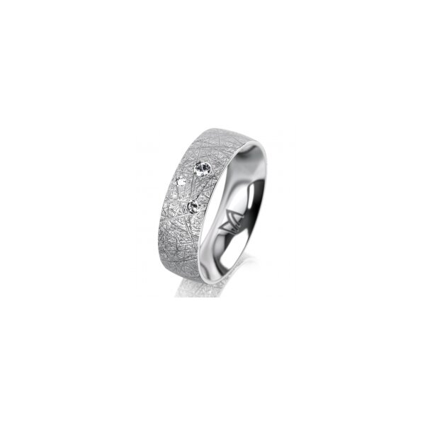 Ring 14 Karat Weissgold 6.0 mm kristallmatt 3 Brillanten G vs Gesamt 0,060ct