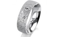 Ring 14 Karat Weissgold 6.0 mm kristallmatt 3 Brillanten...