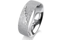 Ring 14 Karat Weissgold 6.0 mm kreismatt 5 Brillanten G...