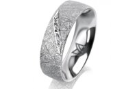 Ring 14 Karat Weissgold 6.0 mm kristallmatt 5 Brillanten...