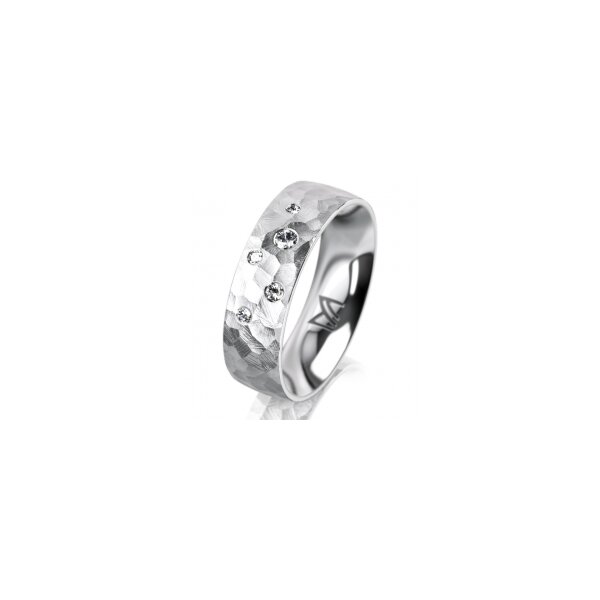 Ring 14 Karat Weissgold 6.0 mm diamantmatt 5 Brillanten G vs Gesamt 0,080ct