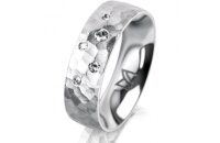 Ring 14 Karat Weissgold 6.0 mm diamantmatt 5 Brillanten G...