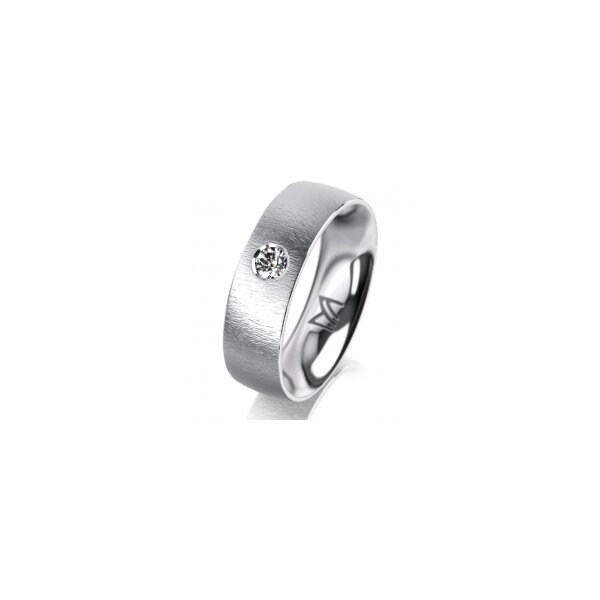 Ring 14 Karat Weissgold 6.0 mm sandmatt 1 Brillant G vs 0,090ct