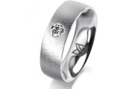 Ring 14 Karat Weissgold 6.0 mm sandmatt 1 Brillant G vs...
