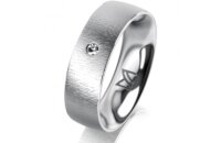 Ring 18 Karat Weissgold 6.0 mm sandmatt 1 Brillant G vs...