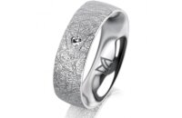 Ring 18 Karat Weissgold 6.0 mm kristallmatt 1 Brillant G...