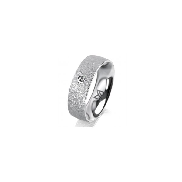 Ring 18 Karat Weissgold 6.0 mm kreismatt 1 Brillant G vs 0,050ct