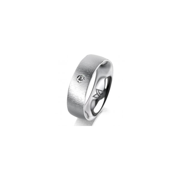 Ring 18 Karat Weissgold 6.0 mm sandmatt 1 Brillant G vs 0,050ct