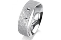 Ring 18 Karat Weissgold 6.0 mm kreismatt 3 Brillanten G...