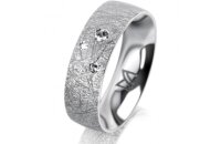 Ring 18 Karat Weissgold 6.0 mm kristallmatt 3 Brillanten...