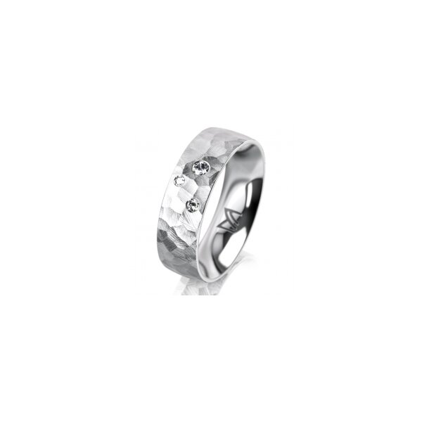 Ring 18 Karat Weissgold 6.0 mm diamantmatt 3 Brillanten G vs Gesamt 0,060ct