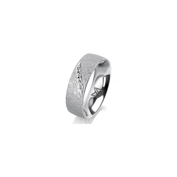 Ring 18 Karat Weissgold 6.0 mm kreismatt 5 Brillanten G vs Gesamt 0,065ct