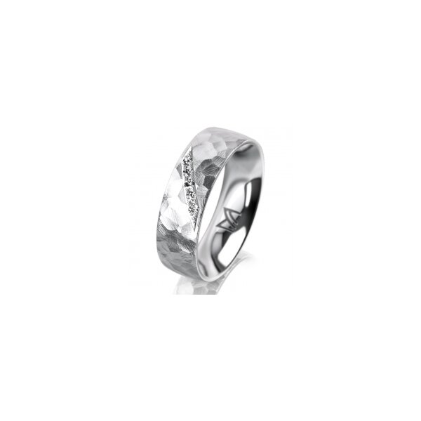 Ring 18 Karat Weissgold 6.0 mm diamantmatt 5 Brillanten G vs Gesamt 0,065ct