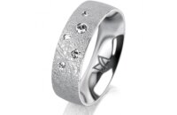 Ring 18 Karat Weissgold 6.0 mm kreismatt 5 Brillanten G...