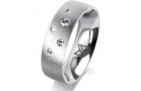 Ring 18 Karat Weissgold 6.0 mm sandmatt 5 Brillanten G vs...