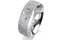 Ring 18 Karat Weissgold 6.0 mm kristallmatt 5 Brillanten...