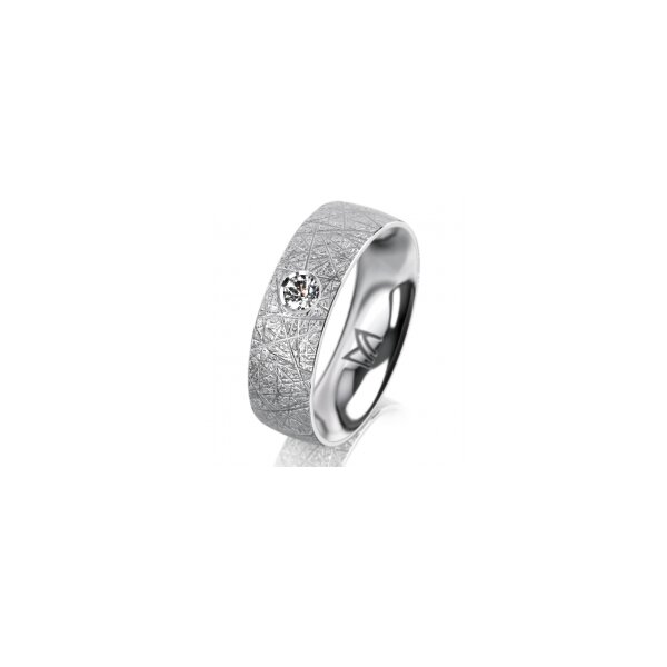 Ring 18 Karat Weissgold 6.0 mm kristallmatt 1 Brillant G vs 0,090ct