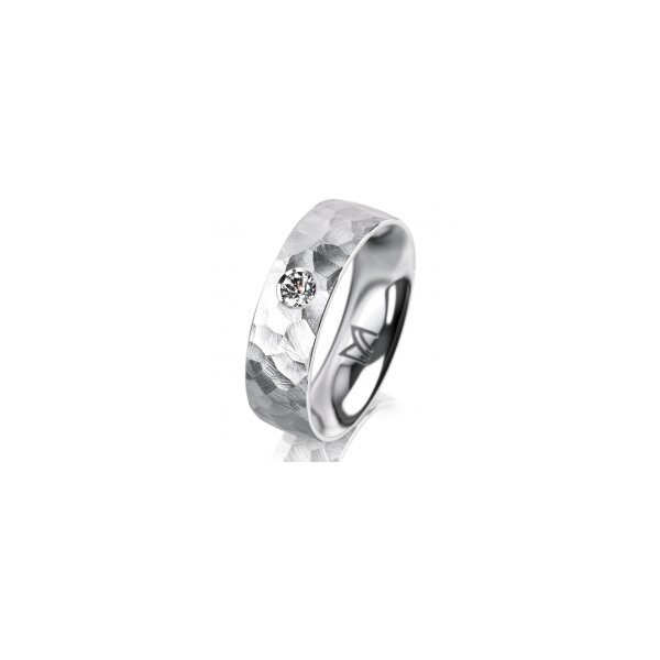 Ring 18 Karat Weissgold 6.0 mm diamantmatt 1 Brillant G vs 0,090ct