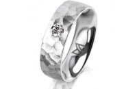 Ring 18 Karat Weissgold 6.0 mm diamantmatt 1 Brillant G...