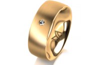 Ring 14 Karat Gelbgold 7.0 mm l&auml;ngsmatt 1 Brillant G...