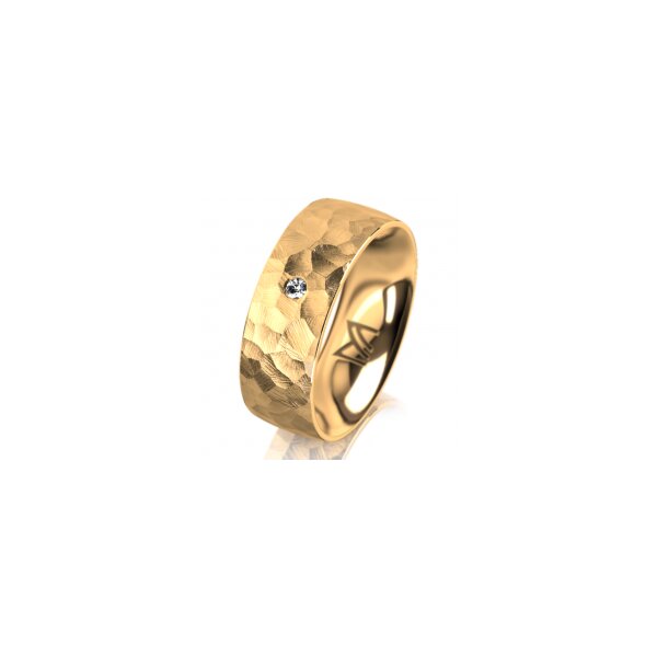 Ring 14 Karat Gelbgold 7.0 mm diamantmatt 1 Brillant G vs 0,025ct