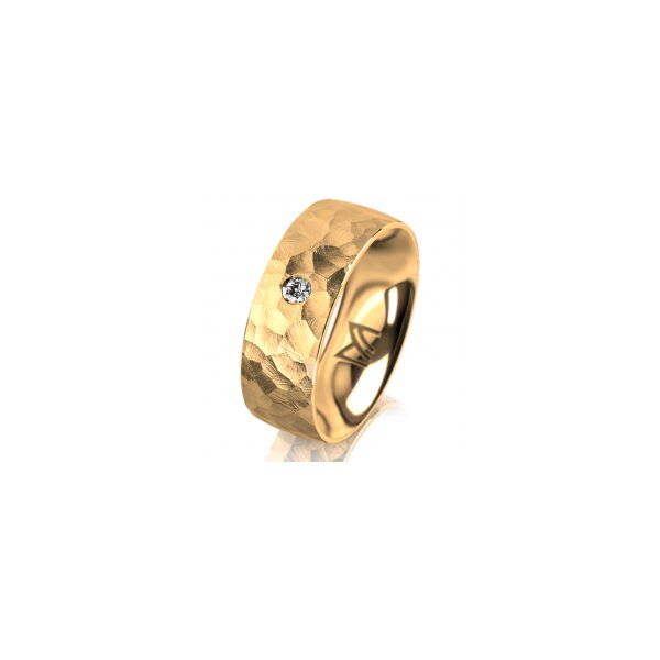 Ring 14 Karat Gelbgold 7.0 mm diamantmatt 1 Brillant G vs 0,050ct