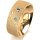 Ring 14 Karat Gelbgold 7.0 mm kreismatt 3 Brillanten G vs Gesamt 0,070ct