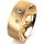 Ring 14 Karat Gelbgold 7.0 mm sandmatt 3 Brillanten G vs Gesamt 0,070ct
