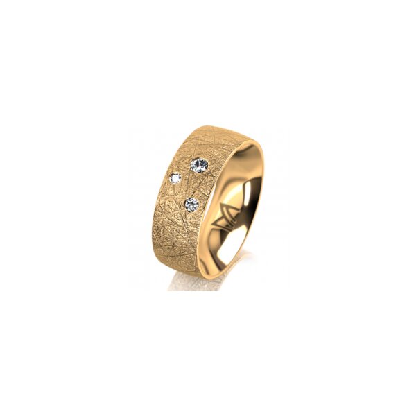 Ring 14 Karat Gelbgold 7.0 mm kristallmatt 3 Brillanten G vs Gesamt 0,070ct