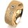 Ring 14 Karat Gelbgold 7.0 mm kristallmatt 3 Brillanten G vs Gesamt 0,070ct