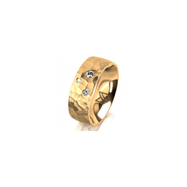 Ring 14 Karat Gelbgold 7.0 mm diamantmatt 3 Brillanten G vs Gesamt 0,070ct