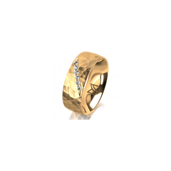 Ring 14 Karat Gelbgold 7.0 mm diamantmatt 6 Brillanten G vs Gesamt 0,080ct