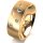 Ring 14 Karat Gelbgold 7.0 mm l&auml;ngsmatt 5 Brillanten G vs Gesamt 0,095ct