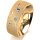 Ring 14 Karat Gelbgold 7.0 mm kreismatt 5 Brillanten G vs Gesamt 0,095ct