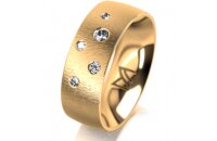 Ring 14 Karat Gelbgold 7.0 mm sandmatt 5 Brillanten G vs...