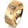 Ring 14 Karat Gelbgold 7.0 mm sandmatt 5 Brillanten G vs Gesamt 0,095ct