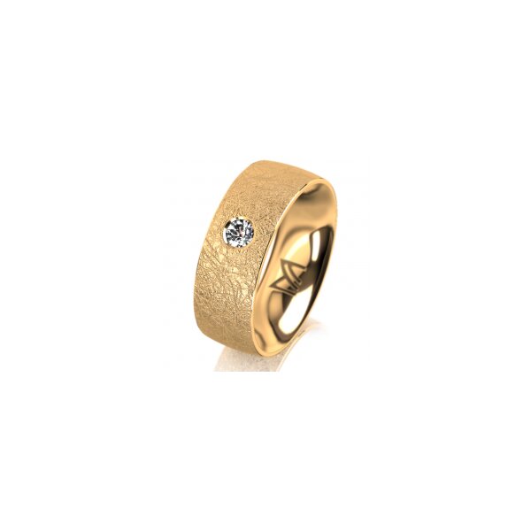 Ring 14 Karat Gelbgold 7.0 mm kreismatt 1 Brillant G vs 0,090ct