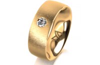 Ring 14 Karat Gelbgold 7.0 mm sandmatt 1 Brillant G vs...