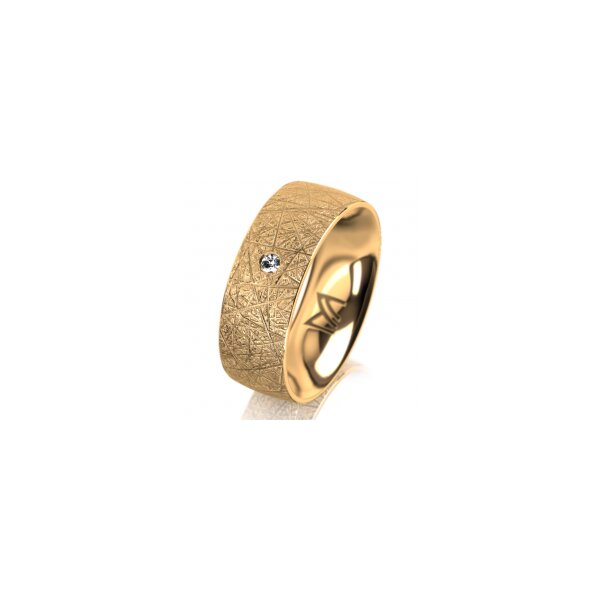 Ring 18 Karat Gelbgold 7.0 mm kristallmatt 1 Brillant G vs 0,025ct