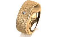 Ring 18 Karat Gelbgold 7.0 mm kristallmatt 1 Brillant G...